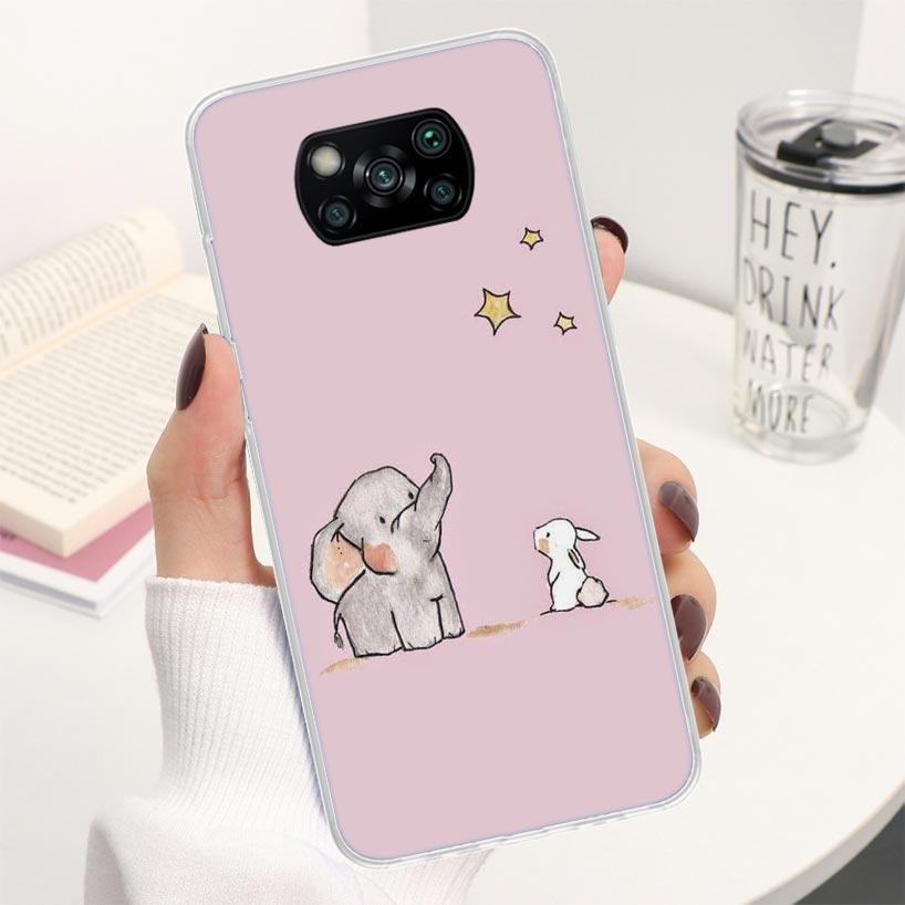 Мультяшный розовый чехол-слон для Xiaomi Poco X3 Nfc X5 X6 X7 Pro F7 Ultra F6 F5 F4 M6 M5S X4 GT M4 M3 F3 Мягкая защитная крышка Po