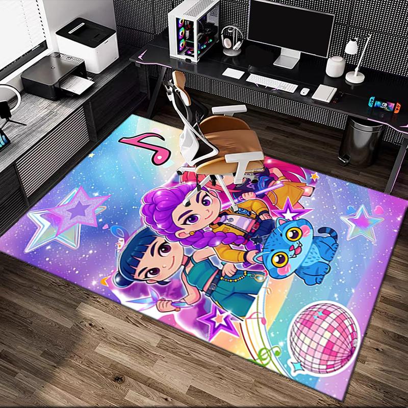 1pc Area Rug Appropriate for Office, Kpop Demon Hunters Carpet, Versatile Printed Chair Rug, Durable Home Sofa Carpet