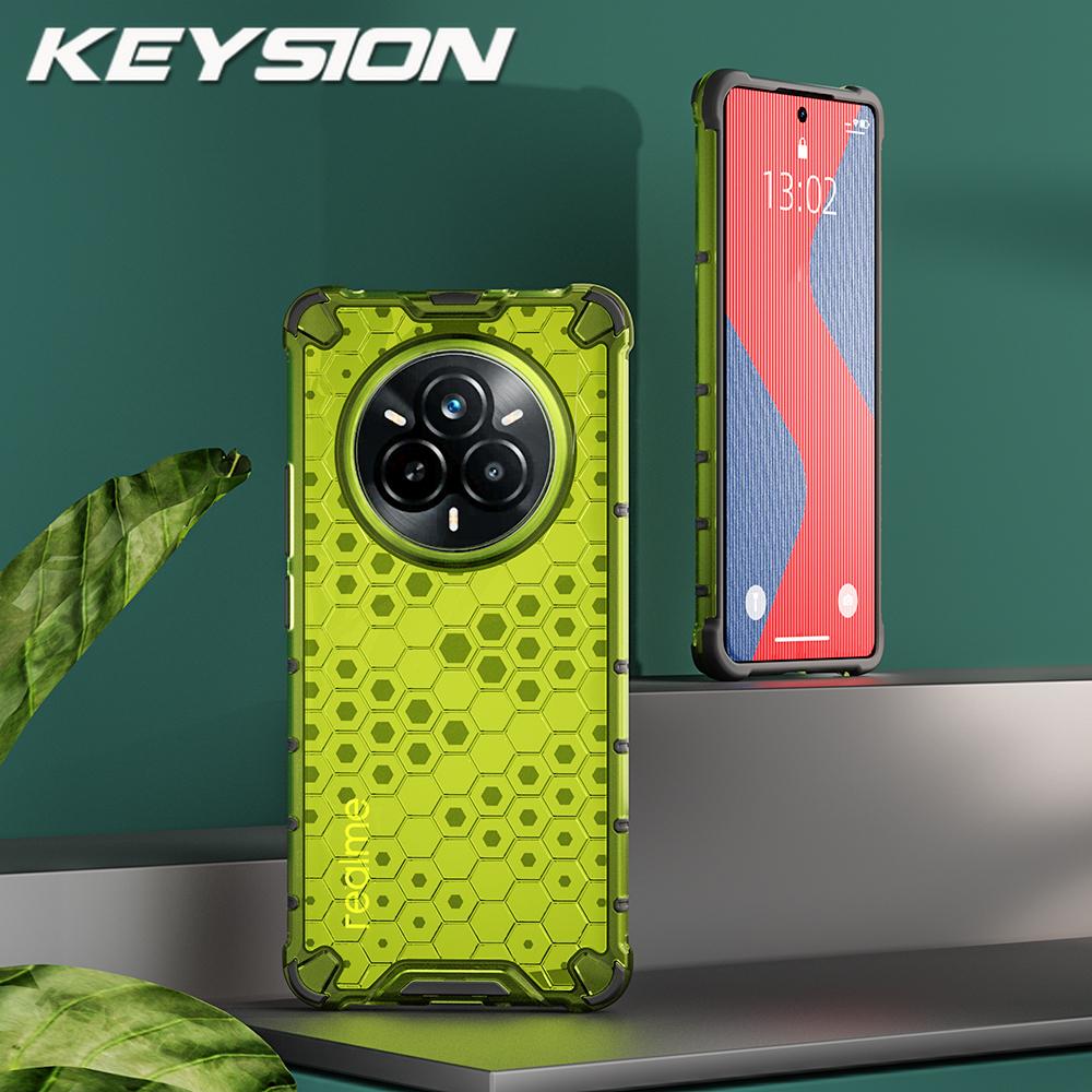 KEYSION Противоударный защитный чехол для Realme 14 Pro+ 5G Мягкий силиконовый + ПК Прозрачный сотовый чехол для телефона OPPO Realme 14 Pro 5G