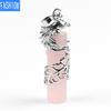 Креативная цилиндрическая подвеска из натурального камня в талисмане и ожерелье из розовых кристаллов