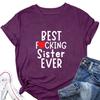 Summer Women's Solid Color Letter Cotton Loose Round Neck Short Sleeved T-shirt