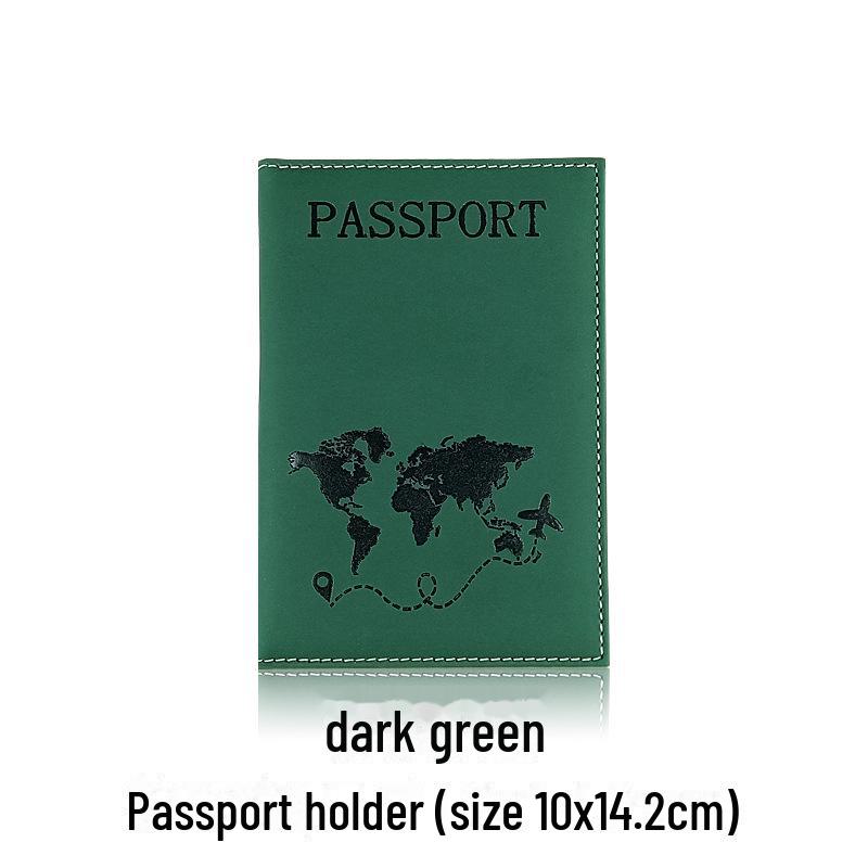 PU Leather Passport Holder with Map Design and Single Edge Sewing