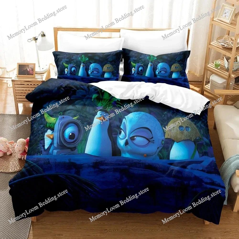 Madagascar Penguin Cute Bedding Set Cartoon Anime Adult Kid Bedroom Soft Duvet Cover 3D Print Vibrant Kawaii Anime Cozy Set