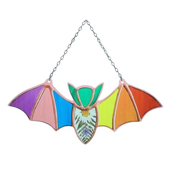 Хэллоуин подвесной стеклянный ловец солнца украшение акриловый 2D летучая мышь орнамент готический автомобиль зеркало заднего вида декор для дома окна стены автомобиля