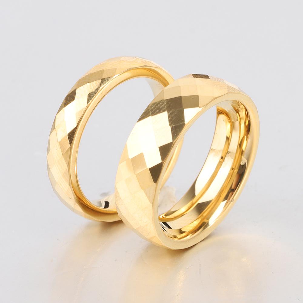 Европейско-американский Ins Новые Кольца для пары из вольфрамовой стали 4 мм 6 мм, граненые, многоугольник, ромб