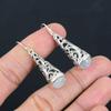 Natural Rainbow Moonstone Earrings, 925 Sterling Silver, Handmade Filigree Long Leaf Dangle Drop Earrings Jewelry Gift For Valentine's Day