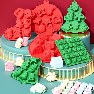 Рождественские силиконовые формы для шоколада, формы для выпечки конфет, форма для снежинок, снеговиков, рождественских елок, инструменты для изготовления конфет и тортов, декор для вечеринок