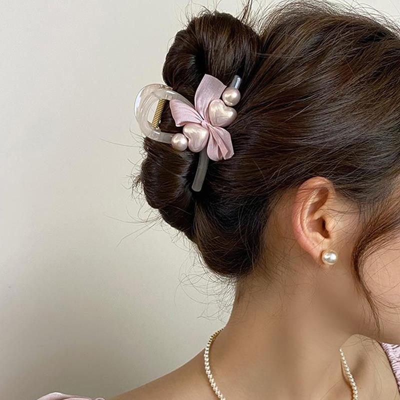 Винтажная заколка в виде акулы с бантом в форме сердца и жемчуга, милые заколки для волос, заколка в форме сердца для девочек, современные аксессуары для волос, головной убор, изысканный подарок