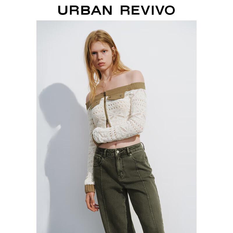 UR Women's Retro Patchwork Off-Shoulder Knit Top