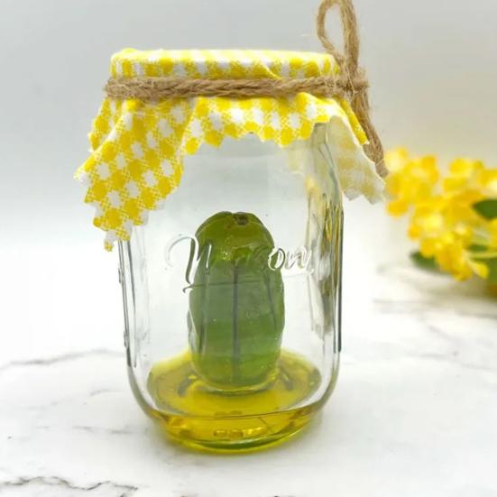 Grumpy Pickle Sculpture In Clear Jar Sad Anxious Pickled Cucumber Figurine Statue Home Office Desktop Decoration Ornament Christmas Gift