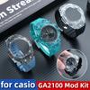 Прозрачный комплект для модификации GA-2100 для Casioak GA2100/2110/GA-B2100 - Индивидуальная рамка безеля + Набор спортивных резиновых ремешков | Аксессуары для часов