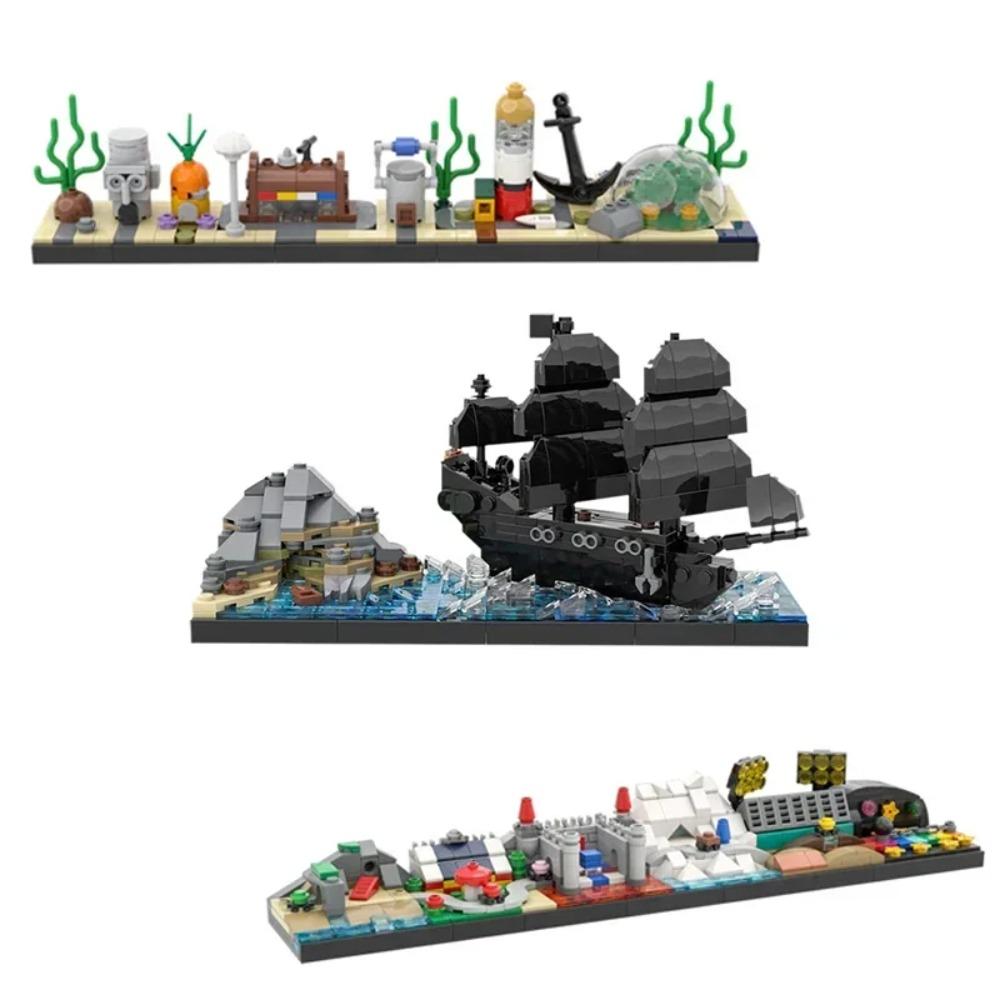 Силуэт города MOC Назад в будущее Сказочный волшебный замок Дом Кино Архитектура Строительные блоки Городские игрушки Туристический сувенир