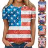 Women's Fashion Casual Independence Day Printed Round Neck Short Sleeve T-Shirt Top