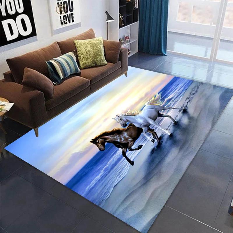 3D-печатные ковры с лошадьми Детские ковры с крупными животными для гостиной Противоскользящий мягкий напольный коврик для детских игр Домашний декор