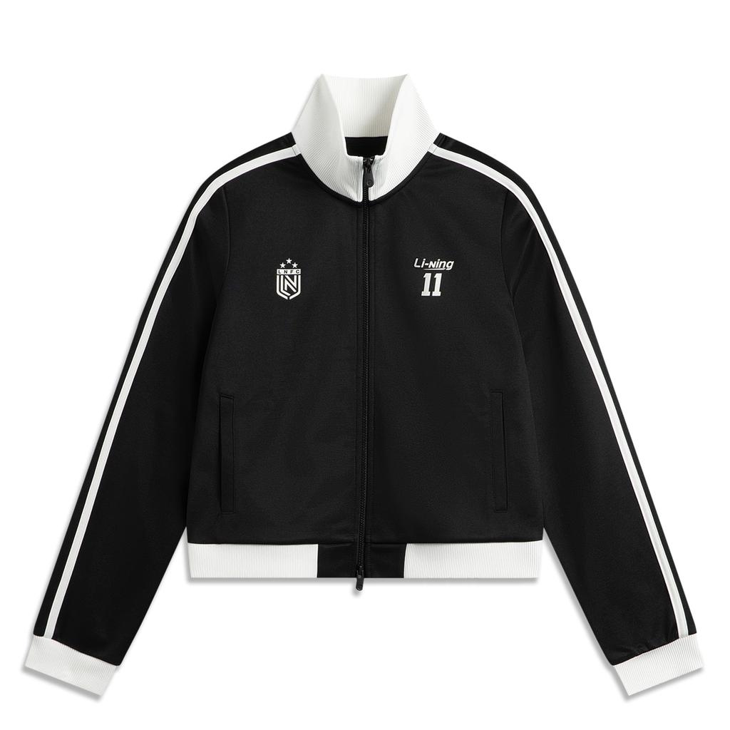 Li-Ning Спортивная серия Lifestyle High Street American Vintage Casual Simple Color Block Stand Wool Shirt Shirt Women Hooded Black AWDVC04-1