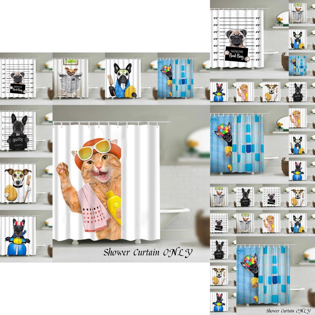 Милая шторка для душа с животными для собак и кошек, водонепроницаемая и прочная