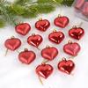 Christmas Plastic Heart Ornaments Hanging Decorations for Xmas Tree Home Festive Party Supplies Love Shape Ornaments with String