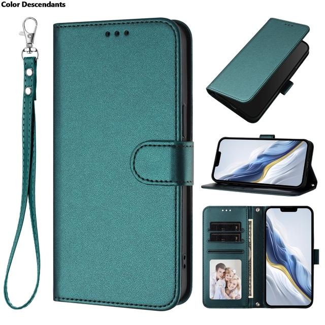 Solid Color Wallet Leather Flip Case For Huawei Honor 400 Lite 300 Ultra 200 Smart 100 90 Pro Phone Back Cover Etui
