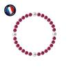 Bracelet - - Genuine Freshwater Cultured Pearls 5-6 Mm Cherry Red - 925 Silver - Elasticated
