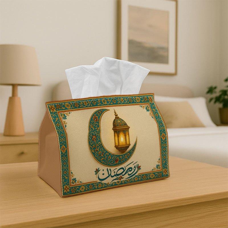 1pc Modern Crescent Lantern Tissue Box Holder - Durable Fabric Suitable for Kitchen, Living Room, Bedroom, Car Storage | Decorative Tabletop Shelf wit