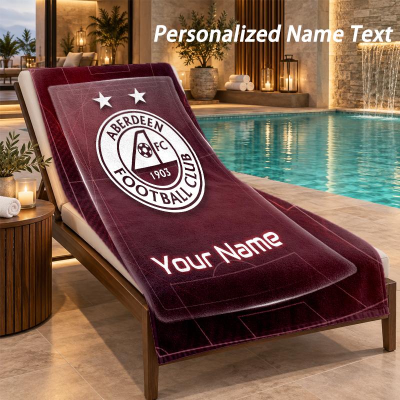Custom Text Aberdeen FC Print Beach Towel Large Towel For Home Bathroom Beach