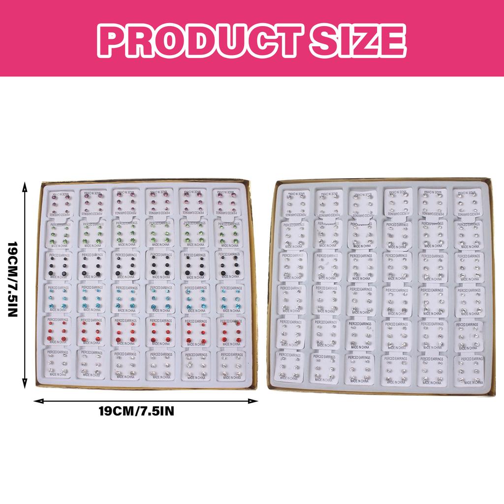 108 Pairs Stylish Hypoallergenic Ear Studs Elegant Crystal Earrings Unique Ear Pin Crystal Texture for Sensitive Ears