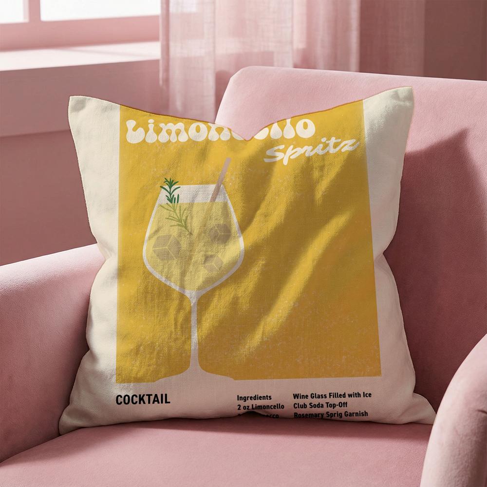 Limoncello Cocktail Cushion Cover Multi-Scene Pillow Cover for Home & Car - Reversible, Soft & Durable for Daily Use