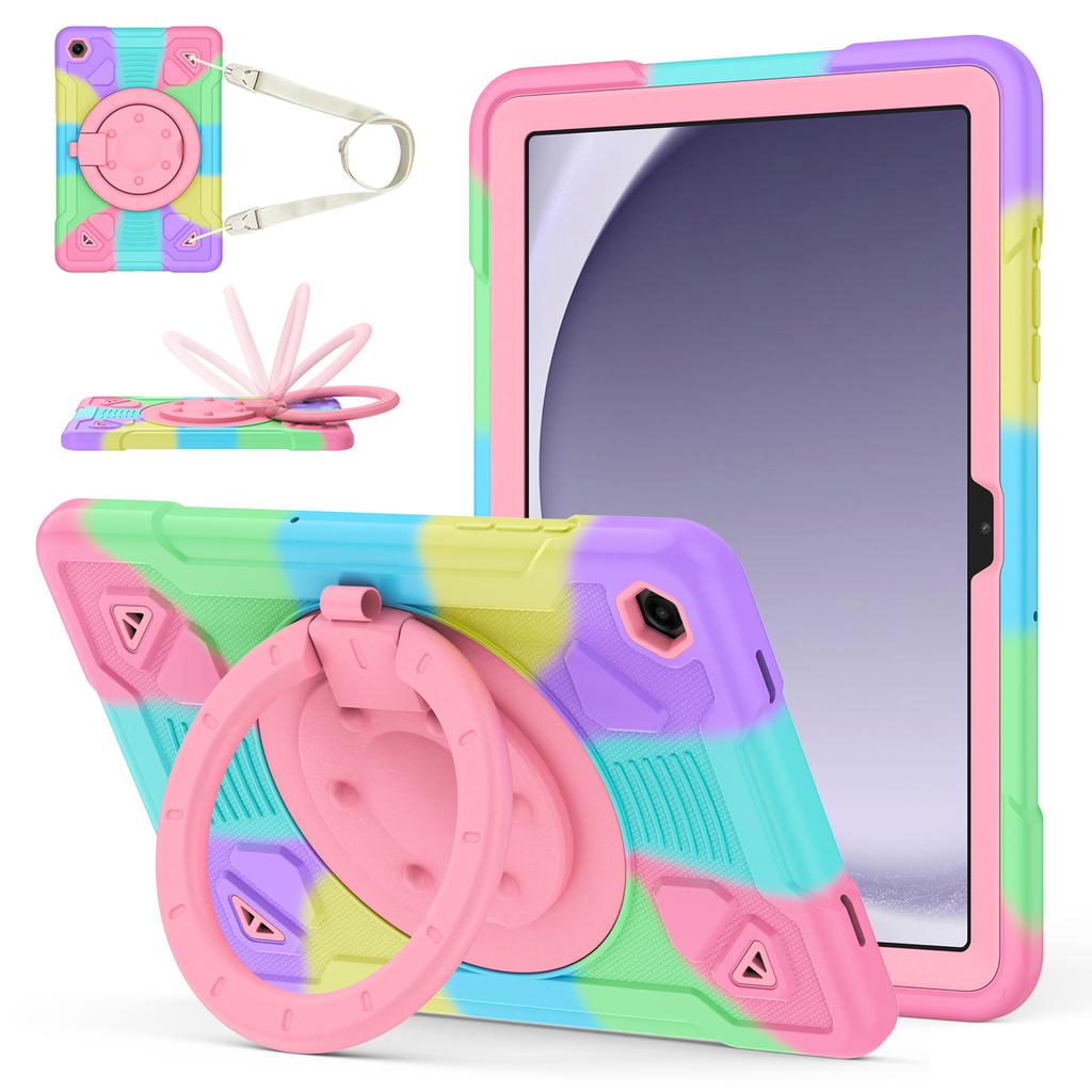 Чехол для планшета Samsung Galaxy Tab A9 / Tab A11 с ручкой-держателем, подставкой, дизайн "Космическая планета", PC + Силиконовый чехол для планшета