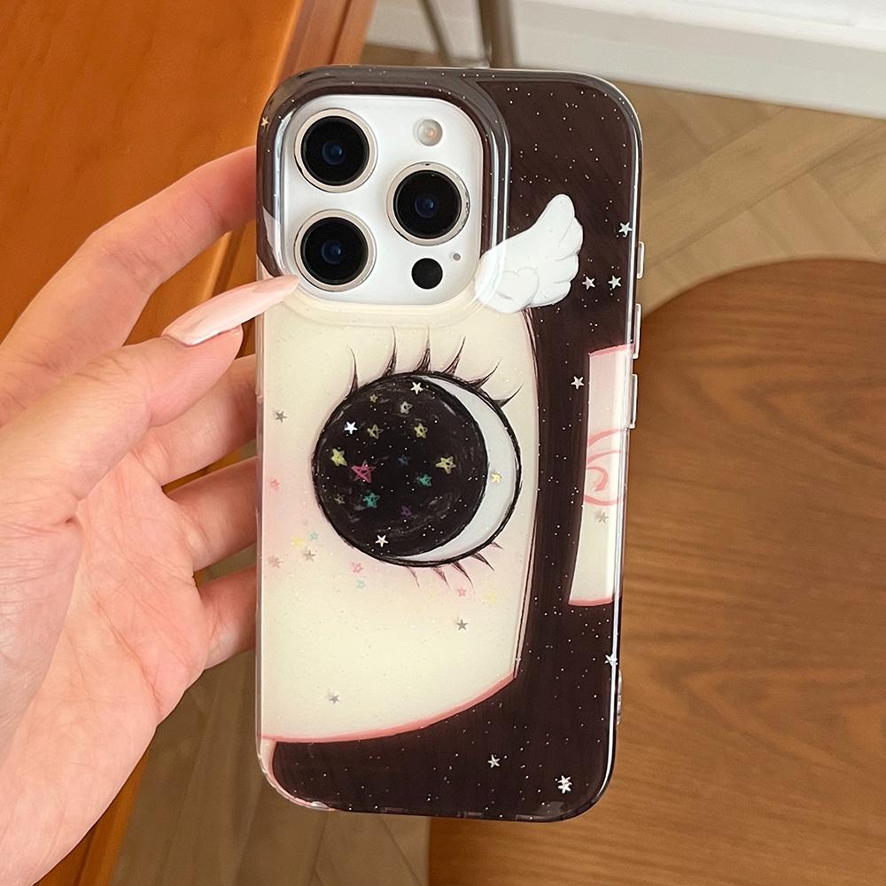 Милый Аниме Сияющие Глаза Мультяшный Чехол для Телефона для IPhone 17 16 15 14 Pro 13 Max Комикс Девушка Сверкающие Большие Глаза Блеск Задняя Крышка