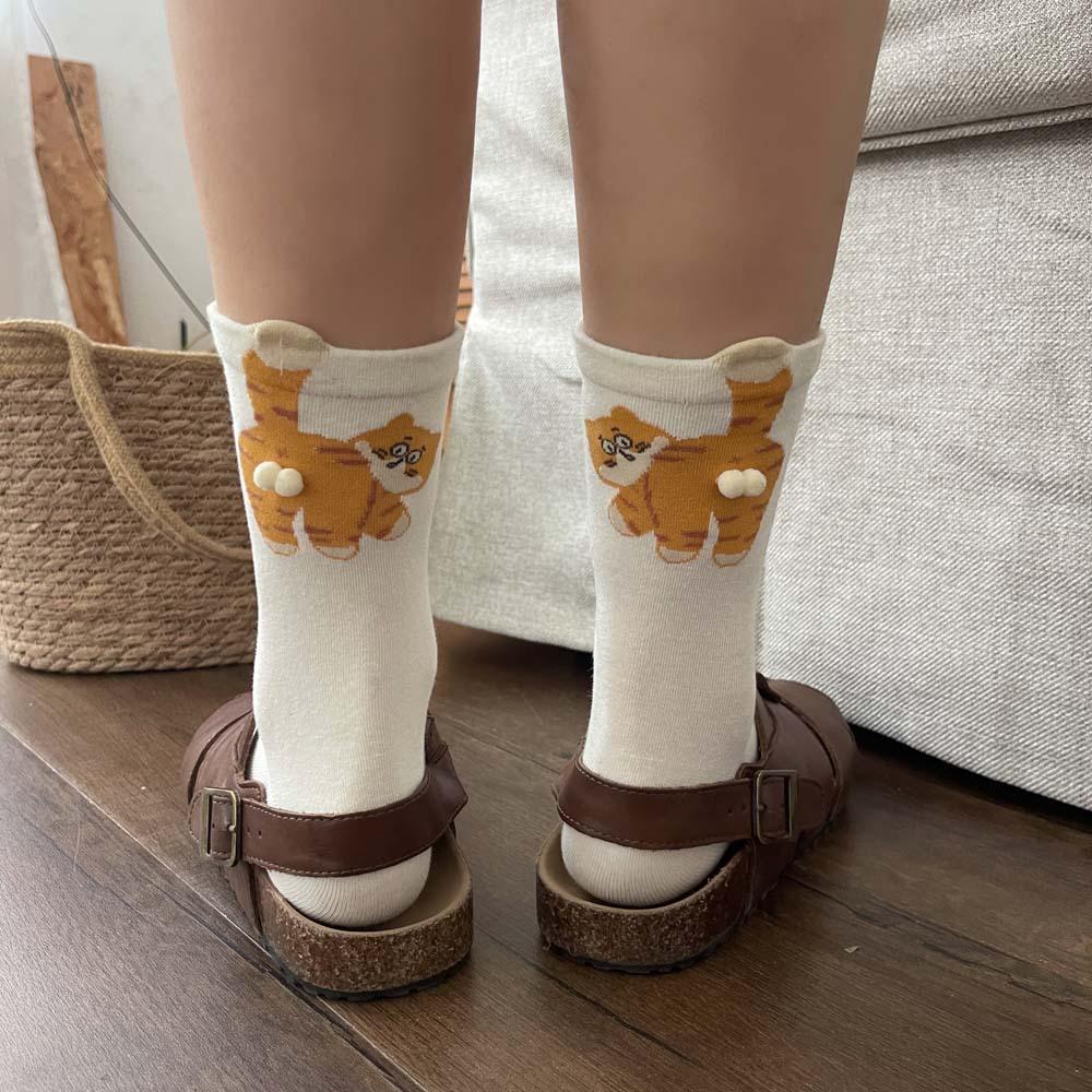 1 пара женских милых носков с котиками, женские 3D носки с котиками, необычные носки, весна, осень и зима