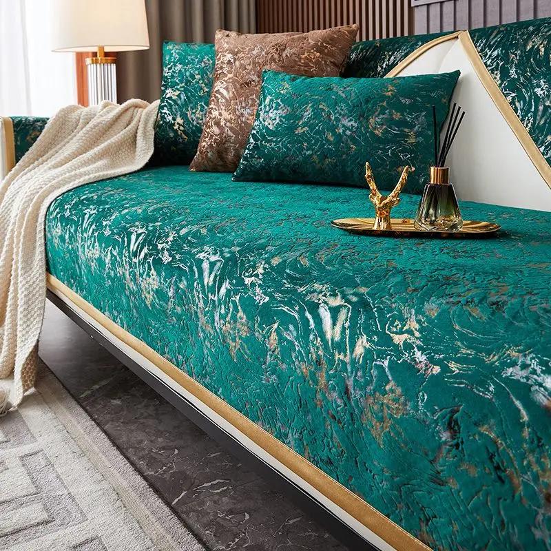 Роскошный бронзовый чехол для дивана для гостиной, нескользящий диван-подушка, коврик для дивана, полотенце, секционный чехол для дивана, домашний декор