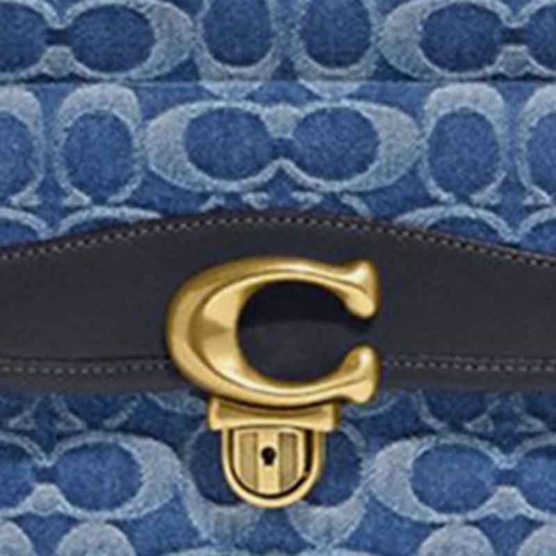 New COACH Studio Denim With Cow Leather Patchwork Camera Bag Shoulder Bag Crossbody Bag Medium Size Men's Denim Blue CA076-WAH