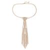 Charm Rhinestone Tassel Necklace Exaggerated Crystal Chain Choker Tie Shape Necklace  Party