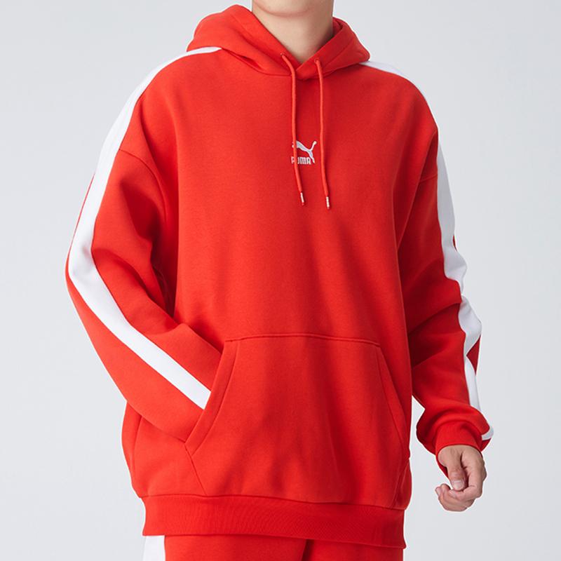 Puma Толстовка с капюшоном с цветовыми блоками Мужские топы Красный 530272-11