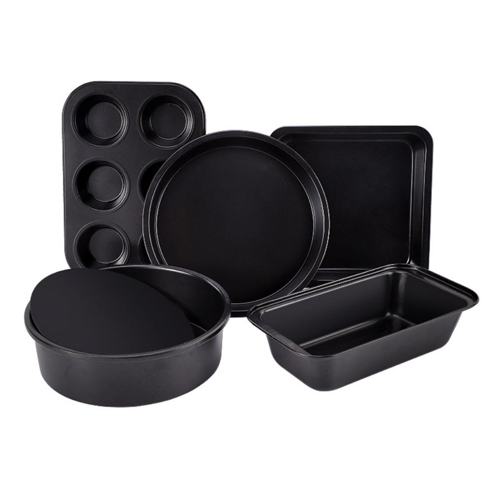 5PCS Heat-resistant Complete Baking Tray Kit Carbon Steel Cake Mold Baking Pan Set Muffin