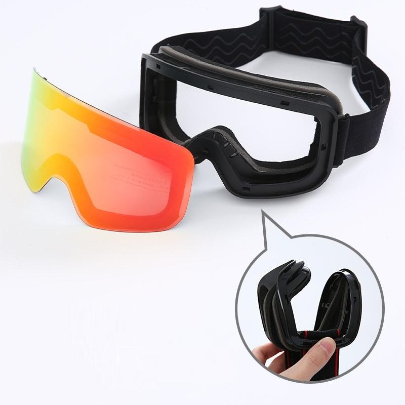 Anti-Fog Double-Layer Ski Goggles Soft Thermoplastic Polyurethane Frame Polycarbonate Night Vision Lens Dual Frame Velvet Elastic Strap