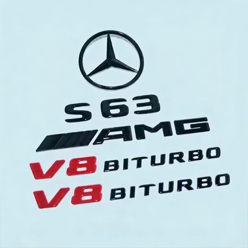 ABS Black S63 S65 Embelm Letters V8 BITURBO 4MATIC For Mercedes Benz W222 S63 S65 AMG Badge AMG Sticker Accessories AF1