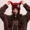Y2K Slouchy Knitted Beanies Star Woolen Hat Cute Cat's Ears Knitted Hat  Cycling