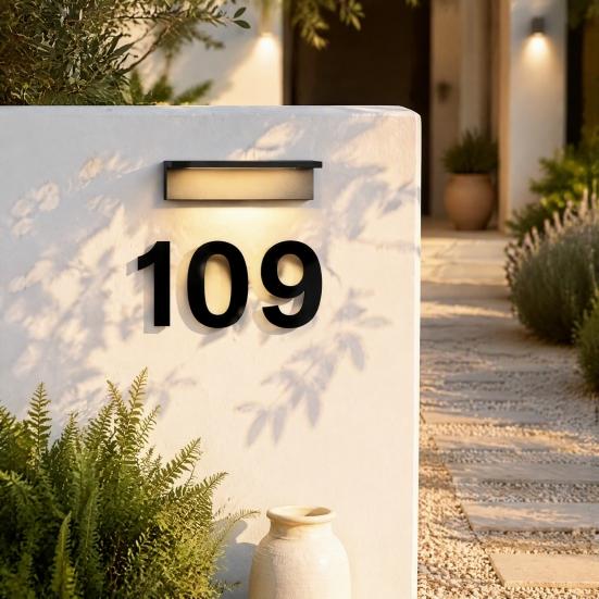 Decorative Address Numbers 3D House Number for Outside, Modern 0-9 Floating Numbers, Wall Mount Weather-proof Metal Sign Door, Mailbox,
