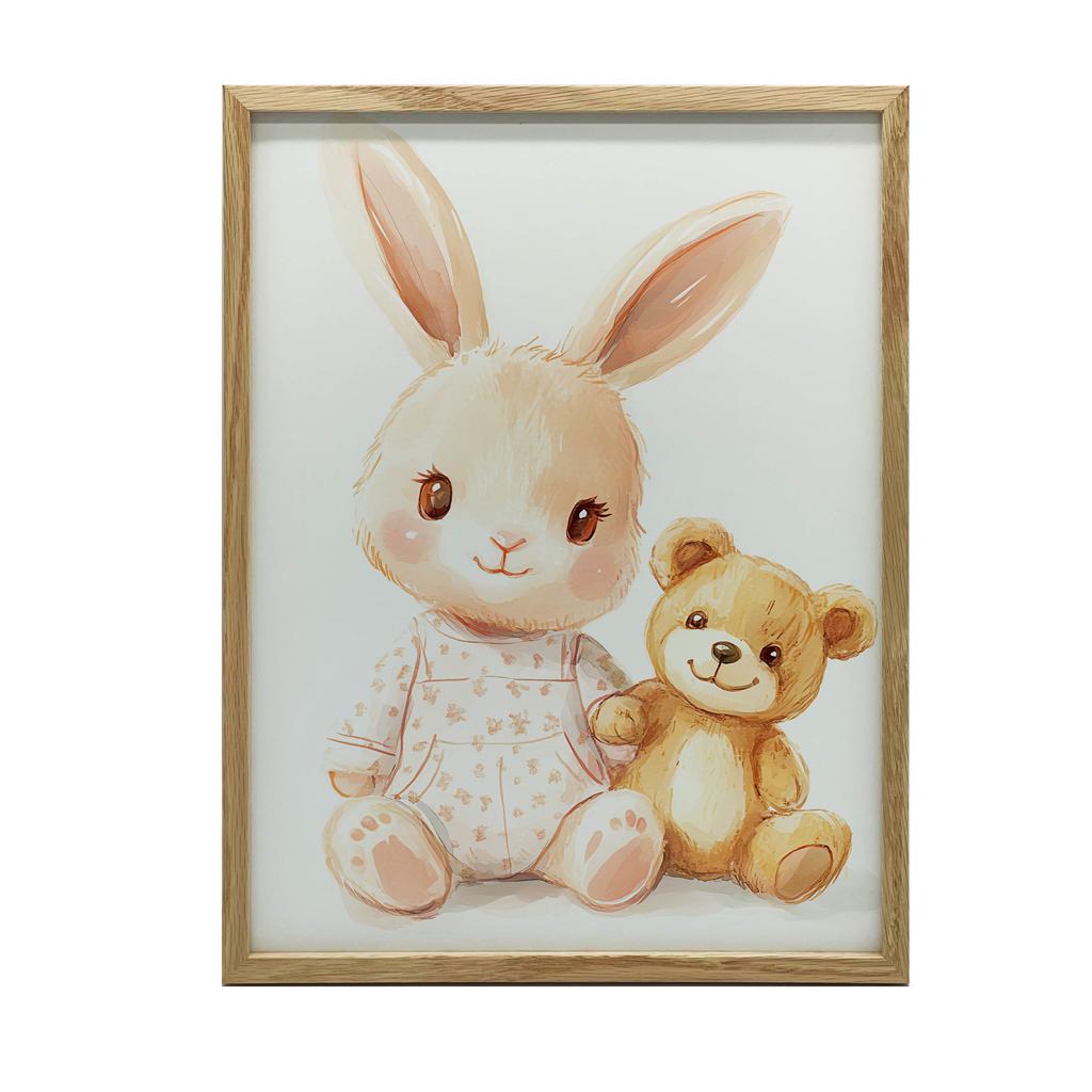 Plakat Uroczy Króliczek I Miś Plakat Uroczy Króliczek I Miś, 30X40 Cm, Rama Aluminiowa Czarna, Papier Matowy 230 Gsm