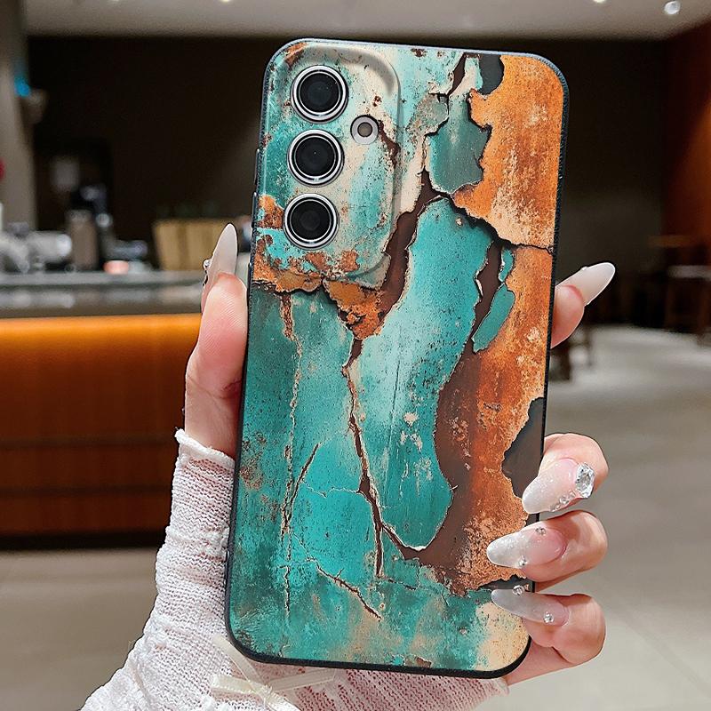 Ретро Чехол с Мраморным Рисунком для Samsung S26 Ultra S25 A18 S24 S23 S22 S21 FE A15 A16 A17 A35 A36 A37 A54 A55 A56 A57 Силиконовый Чехол с Текстурой Кожи