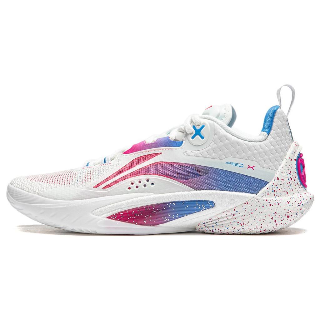 Li Ning Lpl 10th Anniversary Flash 10 Rebound Lightweight Shock Absorption Durable Low Top Basketball Shoes Men Sneaker White Pink ABAT085-16