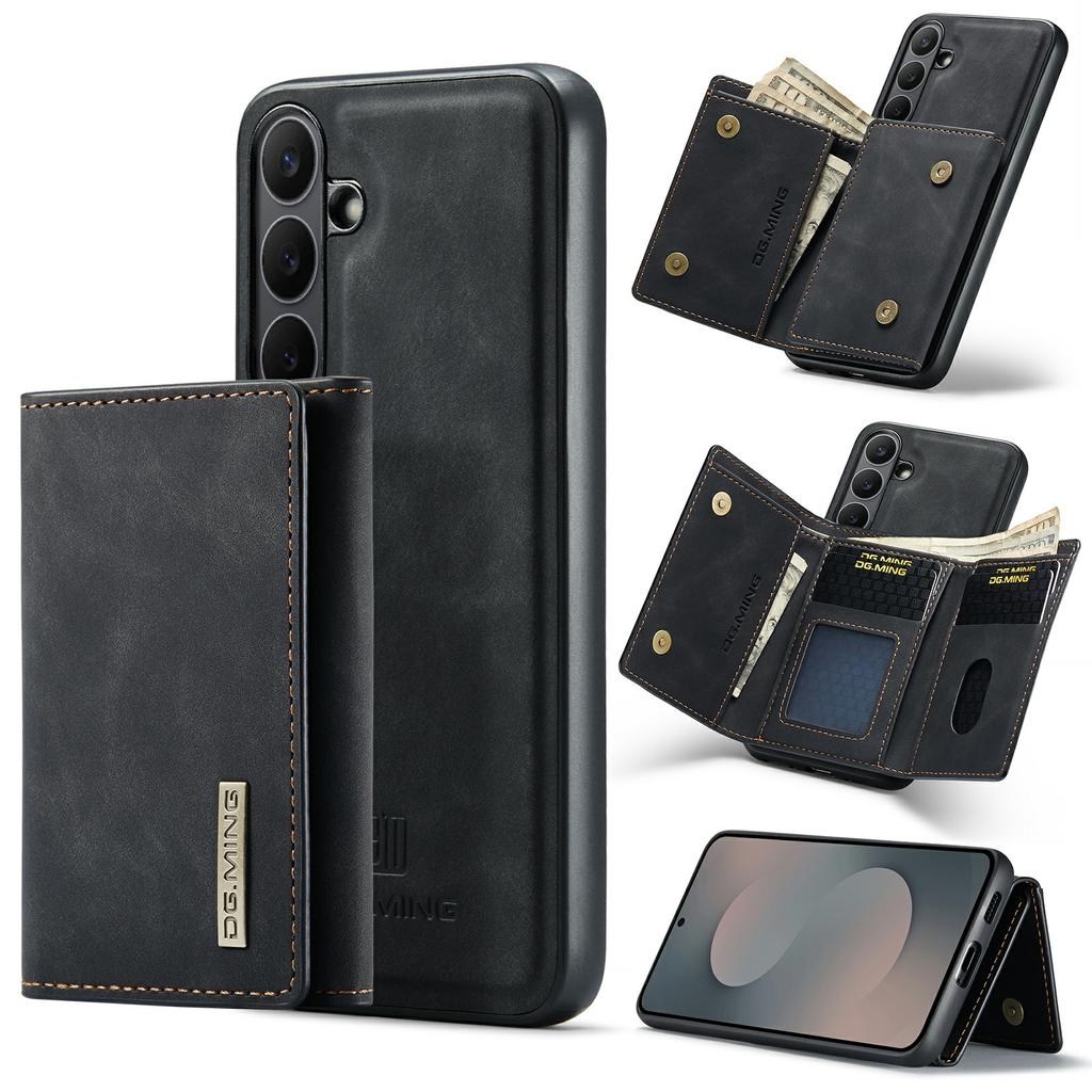 DG.MING Серия M1 для Samsung Galaxy S25 FE Чехол Подставка PU Чехол для телефона со съемным кошельком