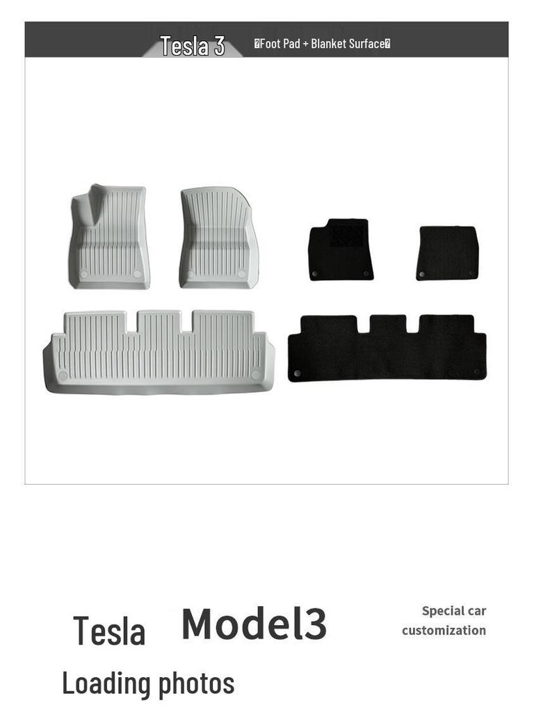Tesla Model Y/3 Custom Double-Layer Gray Floor Mats Model 3 TPE Accessories