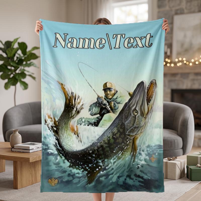 fishing Custom Flannel Blankets Soft Warm Cozy Throws for Home Decor Holiday Gifts