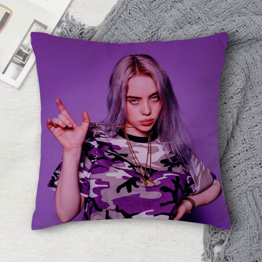 BBillie Eilish Doublesided Printed Square Decorative Cushion Cover for Sofa Living Room Home Decor