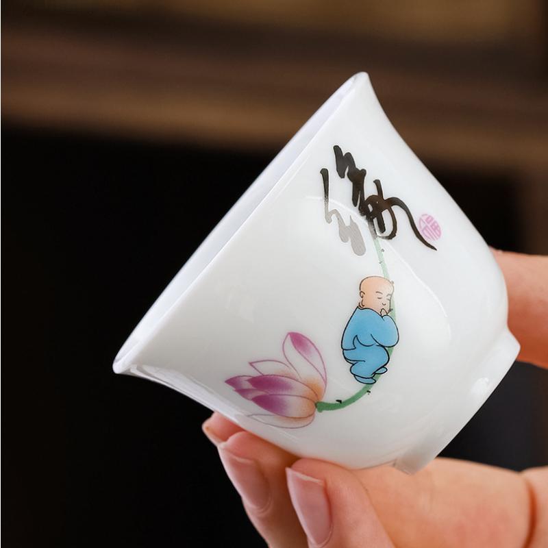 Изысканная белая фарфоровая чашка для чая кунг-фу 1 шт., китайские чайные наборы, чайная утварь, набор китайских чайных чашек, дорожная чаша для чая кунг-фу