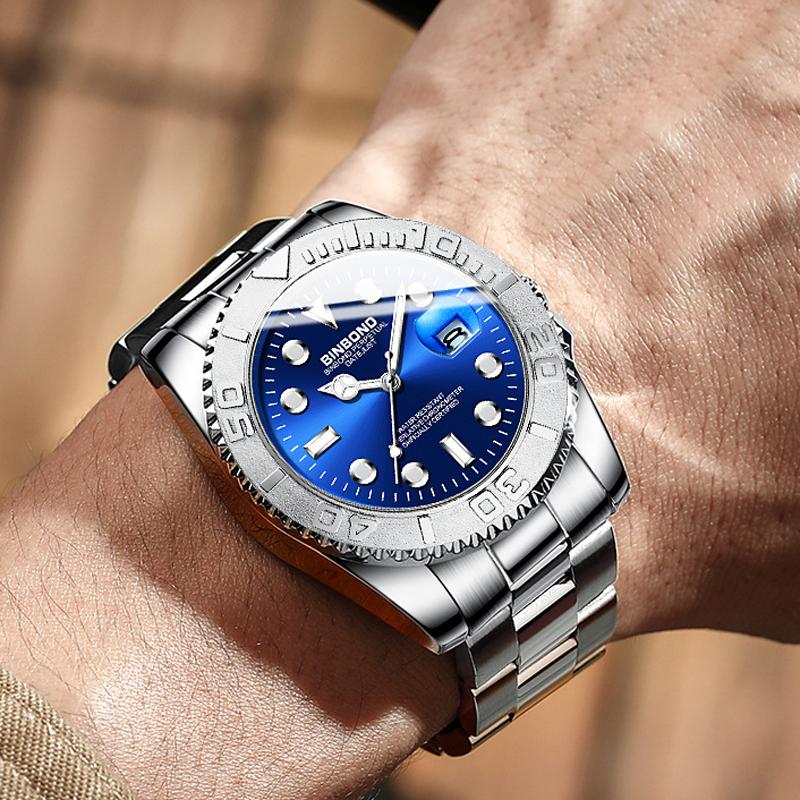 Men's Sports Quartz Watches Stainless Steel Waterproof Luxury Men Wristwatch Calendar Luminous Reloj Hombre