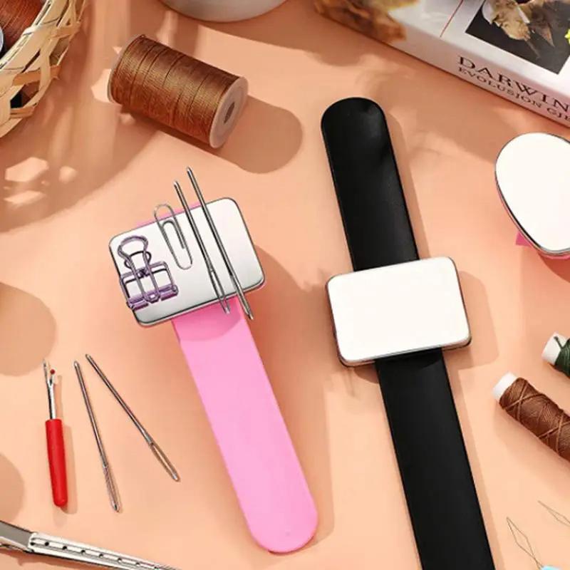 Магнитная подушка для швейных булавок, силиконовая подушечка для иголок на запястье, безопасный браслет, подушка для булавок, подушка для хранения швейных булавок, держатель для булавок на браслете