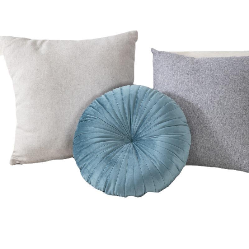 Скандинавская стеганая подушка-плед в форме тыквы - Однотонная круглая подушка для гостиной и эркерного окна